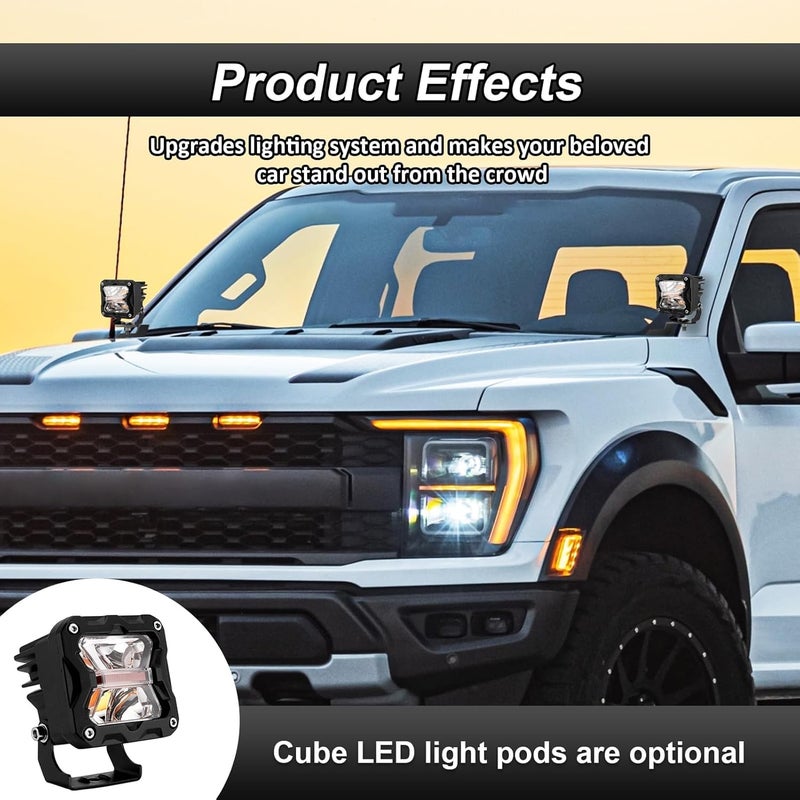 ROMELACK Hood Hinge Mount Brackets Ditch LED Pods Bracket Compatible with Ford F150 2021-2024 Fit 3rd Raptor 2021-2024(No Drilling) - Image 2